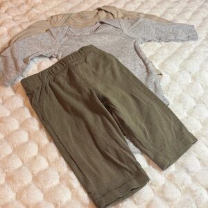 Gray and Olive Baby Outfit Set